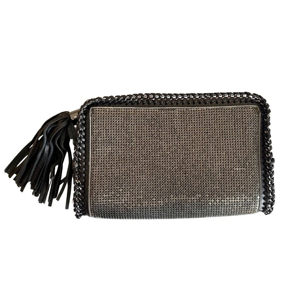 BCBGMAXAZRIA - Gunmetal Mesh Tassel Clutch